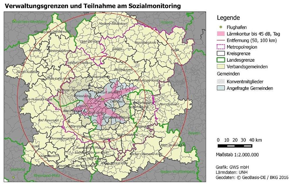 Übersicht Verwaltungsgrenzen und Teilnahme am Sozialmonitoring
