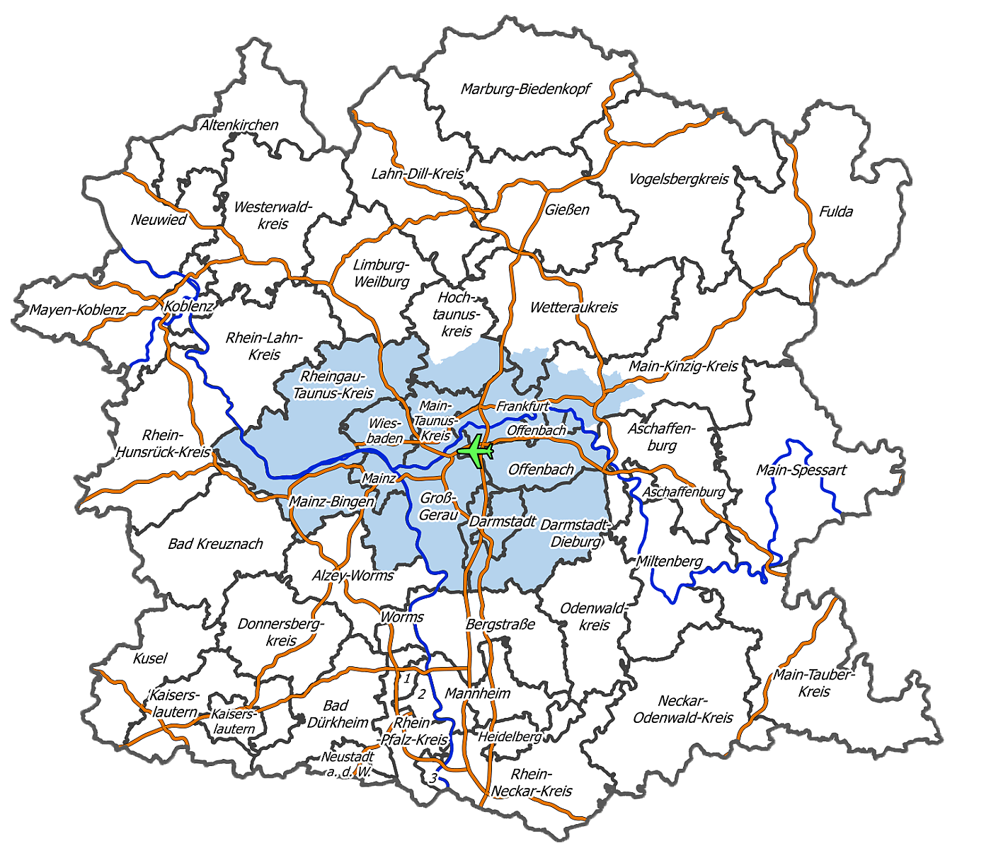 Karte weites Untersuchungsgebiet